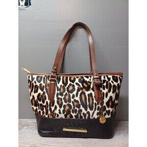 Brahmin Animal Print with Brown Leather Double Strap Shoulder Bag